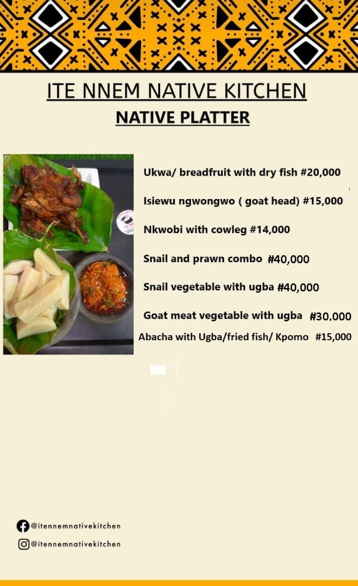 Ite Nnem Native Kitchen Native Platter menu flyer