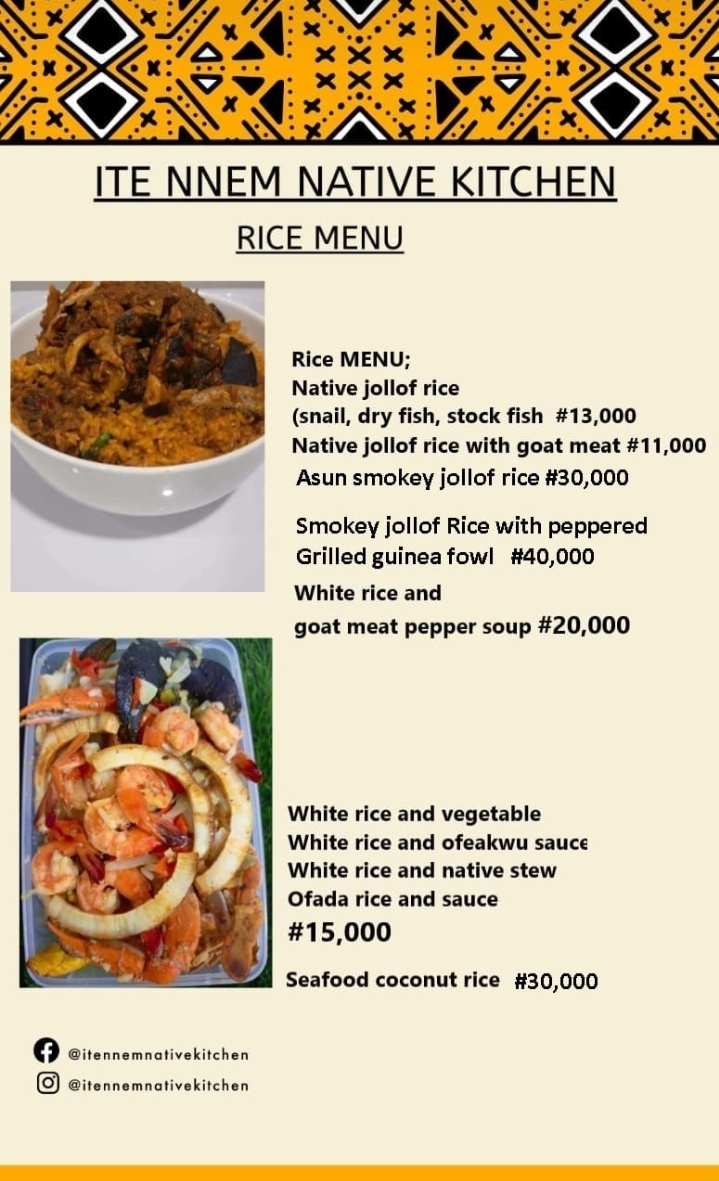 Ite Nnem Native Kitchen Rice Menu flyer