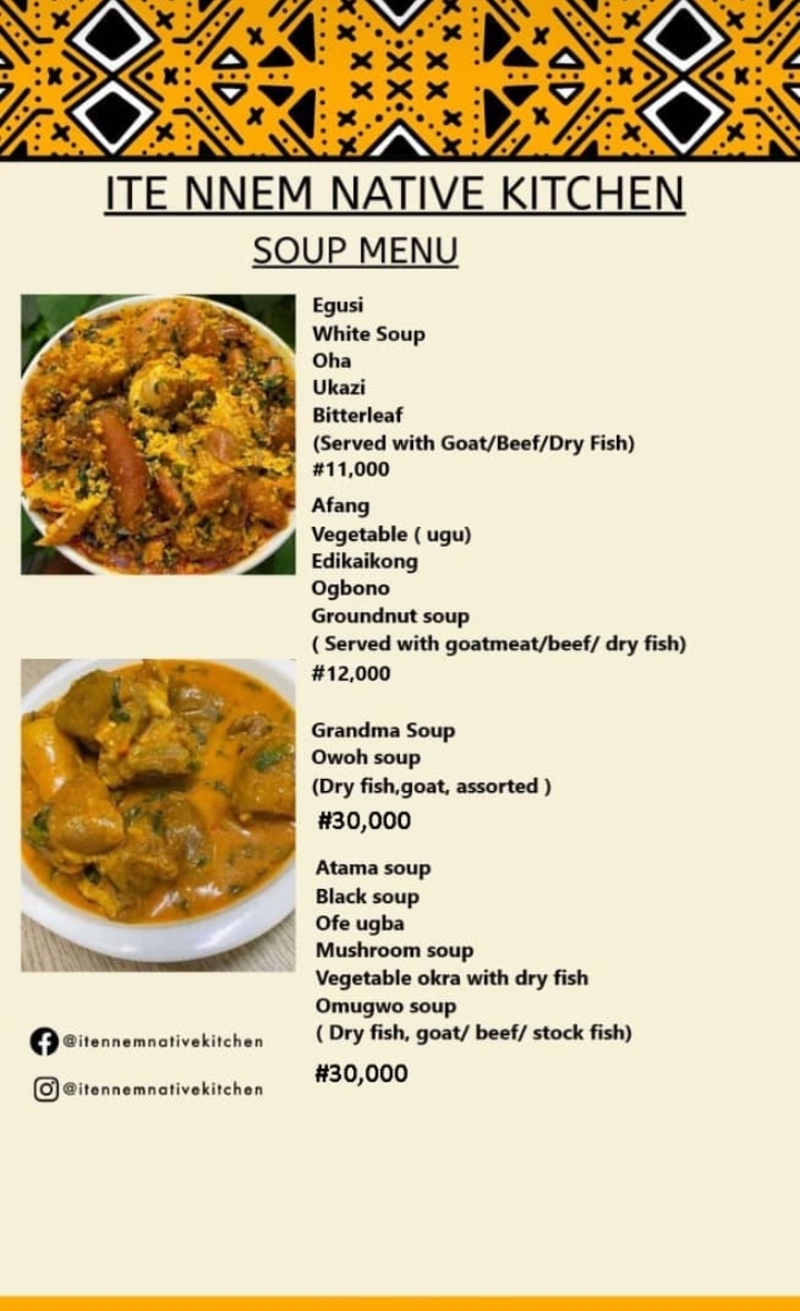 Ite Nnem Native Kitchen Soup Menu flyer