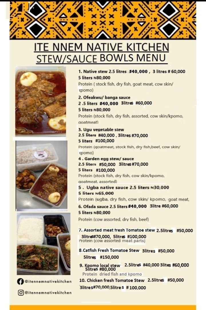 Ite Nnem Native Kitchen Stew/Sauce Bowls menu flyer (Page 1)