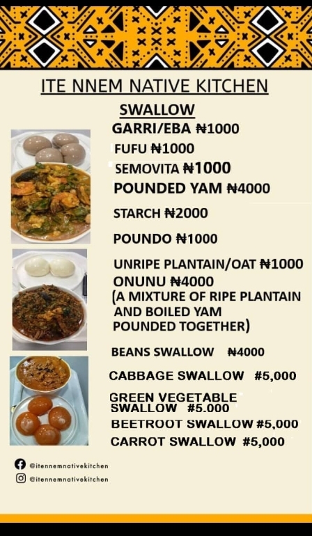 Ite Nnem Native Kitchen Swallow menu flyer